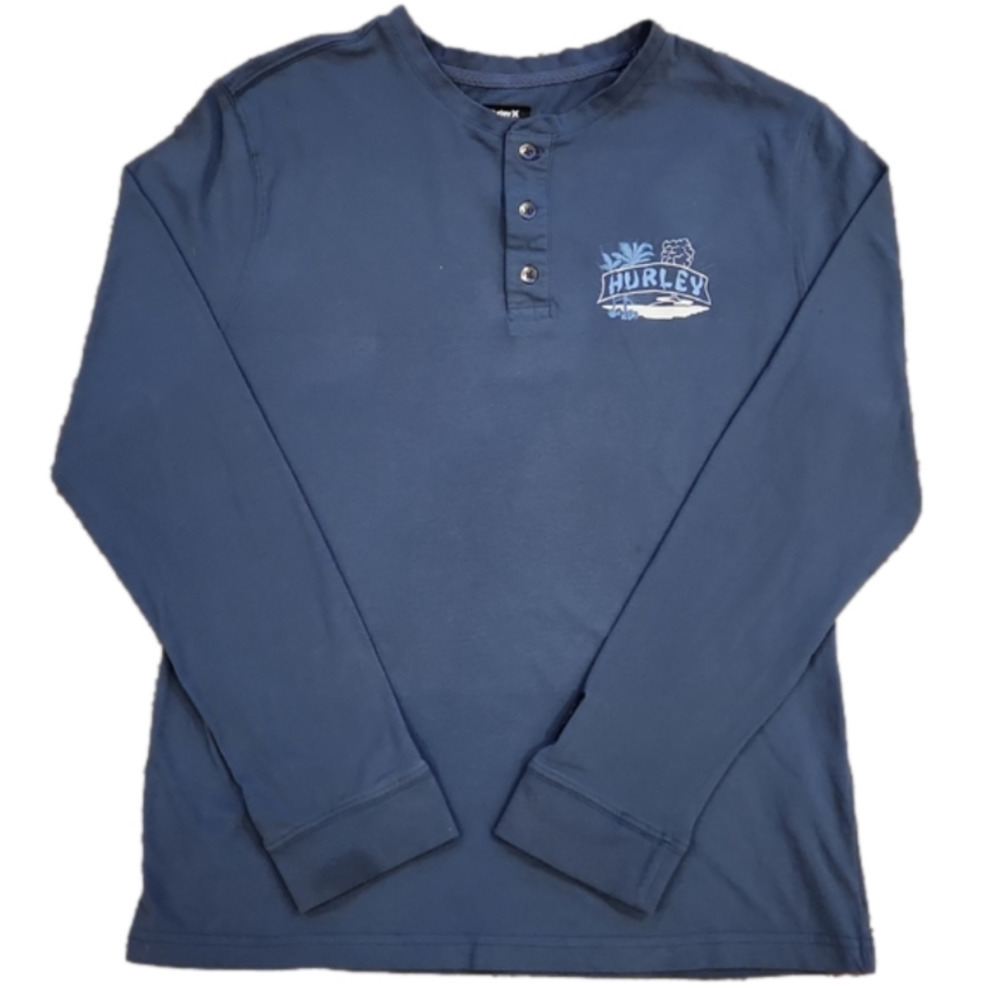 3/$20 Hurley Blue Quarter Button-Up Long Sleeve T-shirt